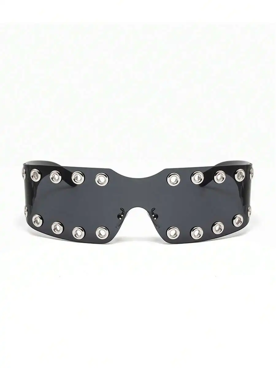 1 Piece Frameless All-In-One Fashion Glasses, Personalized Cyberpunk Y2K Style, Suitable For Daily Wear, Street Photography,
