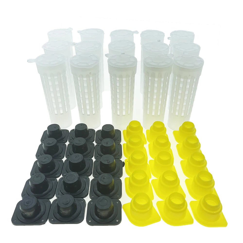 100PCS Queen Rearing Brood Hair Roller Cage Plastic For Egg Sealed Over Cell Gear Base Colony Beekeeping Products Deposit Tools