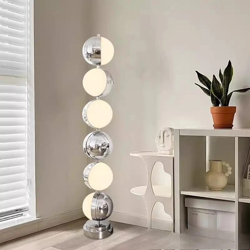 

Living room art floor lamp atmosphere retro round ball bedroom rotating lamp next to sofa