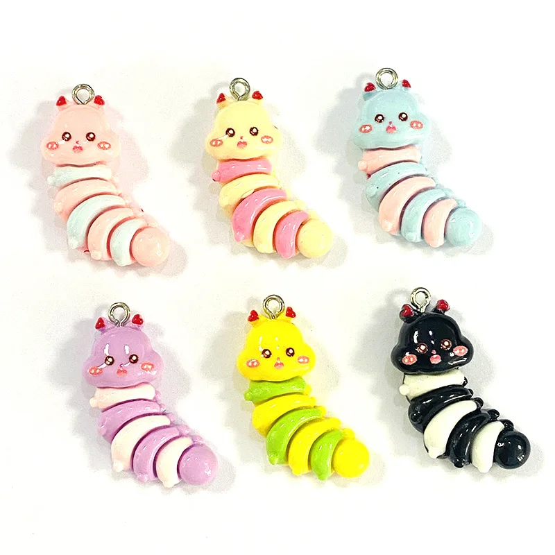 

10Pcs Creative Cute Caterpillar Insect Animal Charms Resin Pendent For Phone Bag Keychain Earrings DIY Crafts Jewelry Make