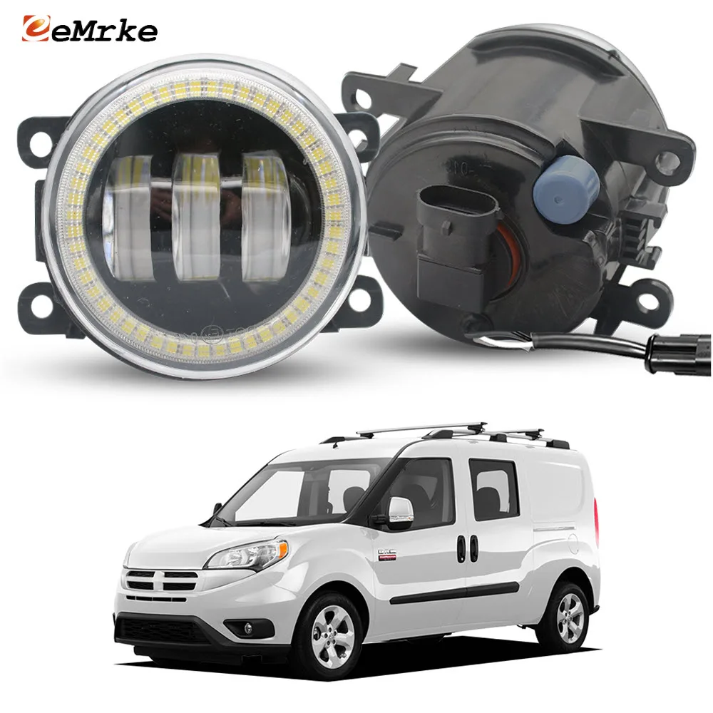 OEM Style Halogen LED Fog Lights For RAM Promaster City Fiat Doblo Pratico 2015-2022 W/ Lens Angel Eye DRL Daytime Running Lamp