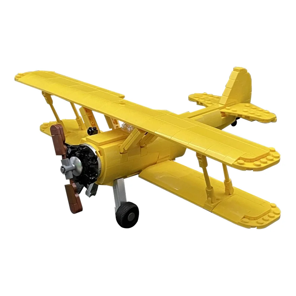 

MOC PT-17 Stearman Airplane Bricks Model PT-17 Stearman Coaching Machine Building Blocks Assembly Toys Kids DIY Birthday Gifts