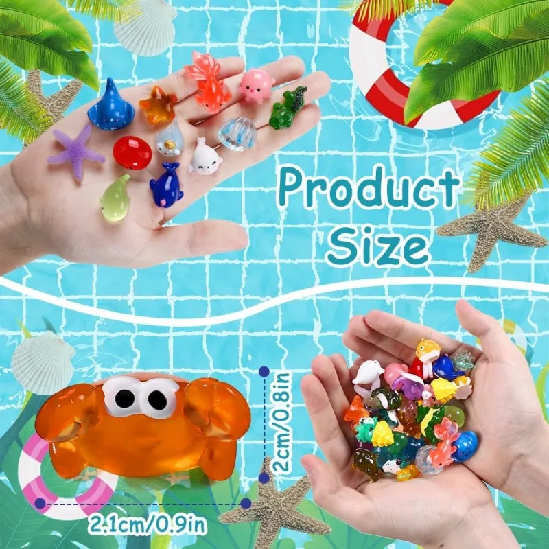 Mini Ocean Resin Animals Tiny Sea Animals Figurines Marine Miniature Decorations for DIY Fish Tank Potted Micro Garden Landscap