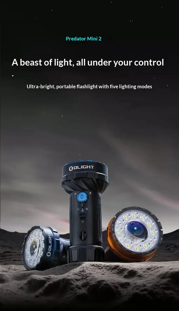 OLIGHT Marauder Mini 2 Flashlight 10000 Lumens 750m Rechargeable Floodlight Spotlight Red Light Dark Blue Outdoor Camping Torch