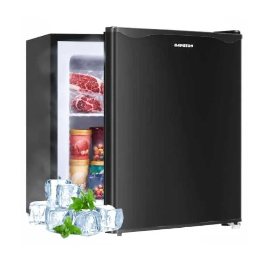 Dorms and apartments use: black compact upright mini freezer 1.1 cu.ft,steel interior, energy-saving, low-noise, reversible doo