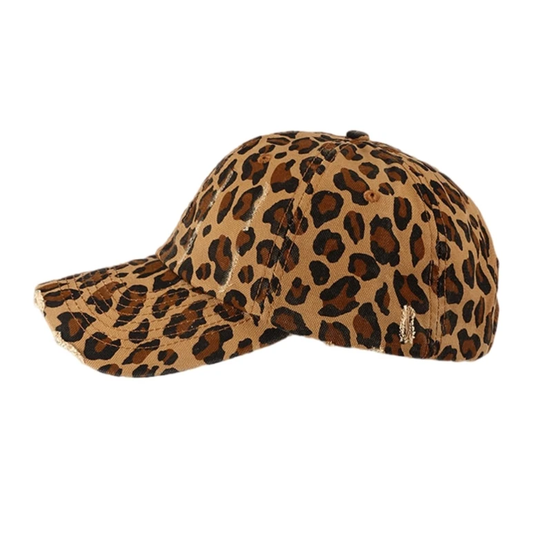 Cool Leopard Pattern Baseball Caps Fashion Sun Hat with Long Brims Distressed Hat Drop shipping