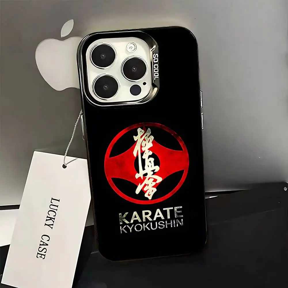 Чехол с логотипом киокушин каратэ для iPhone 17,16,15,14,13,12,11,Pro,XS,Max,Plus,Mini,SE Black Candy, матовый противоударный чехол