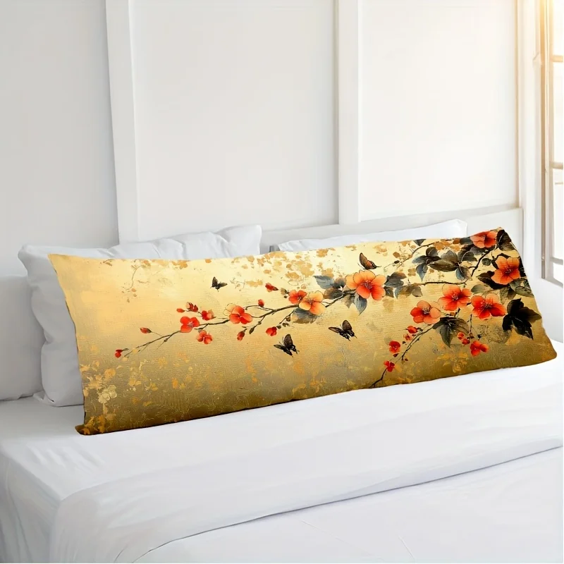 1pc Short Plush Spring Easter Pillowcase, Violet Ader5171 Hand-Painted Butterfly Seasonal Decorative Pillow Cover with Zipper, P