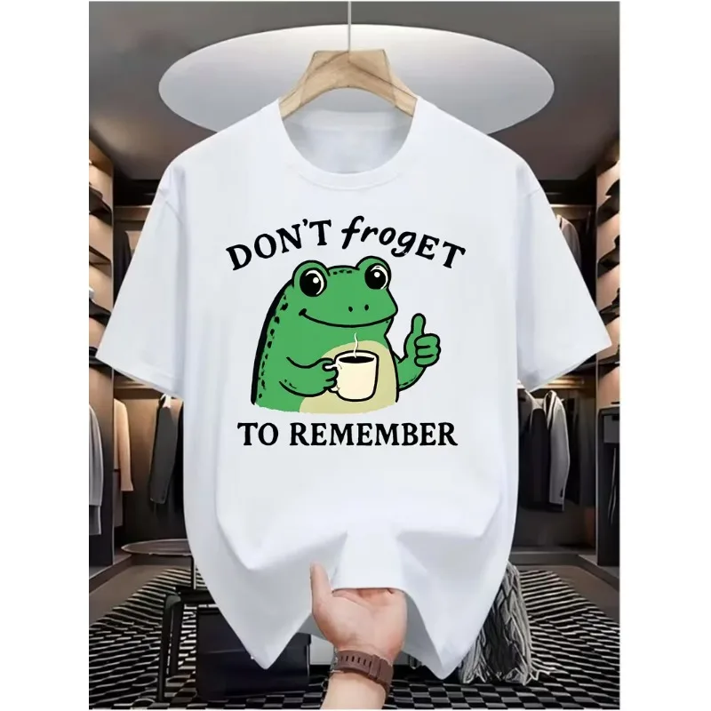 面白い「Don't Froget」カエルの言葉遊びグラフィックオーバーサイズTシャツかわいいY2Kミームユーモアストリートウェア半袖Tシャツカジュアルトップス男性女性用 1