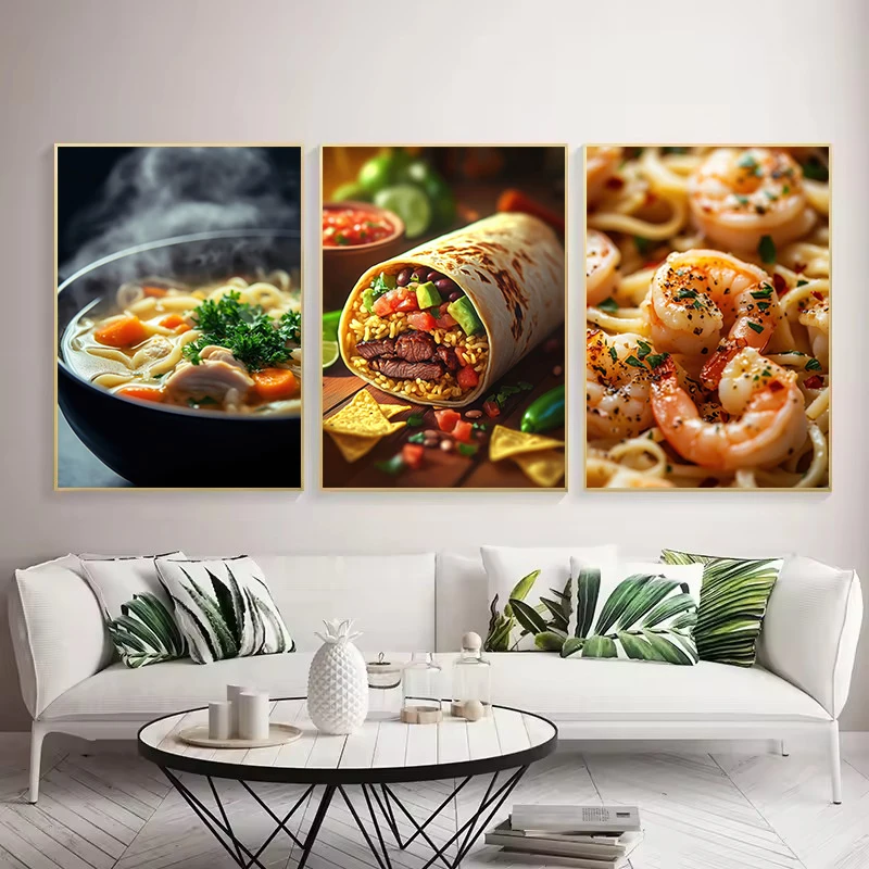 Modern Restaurant Delicious Food Burger Taco German Sausage Poster Canvas Painting Wall Art Pictures Home Kitchen Decor