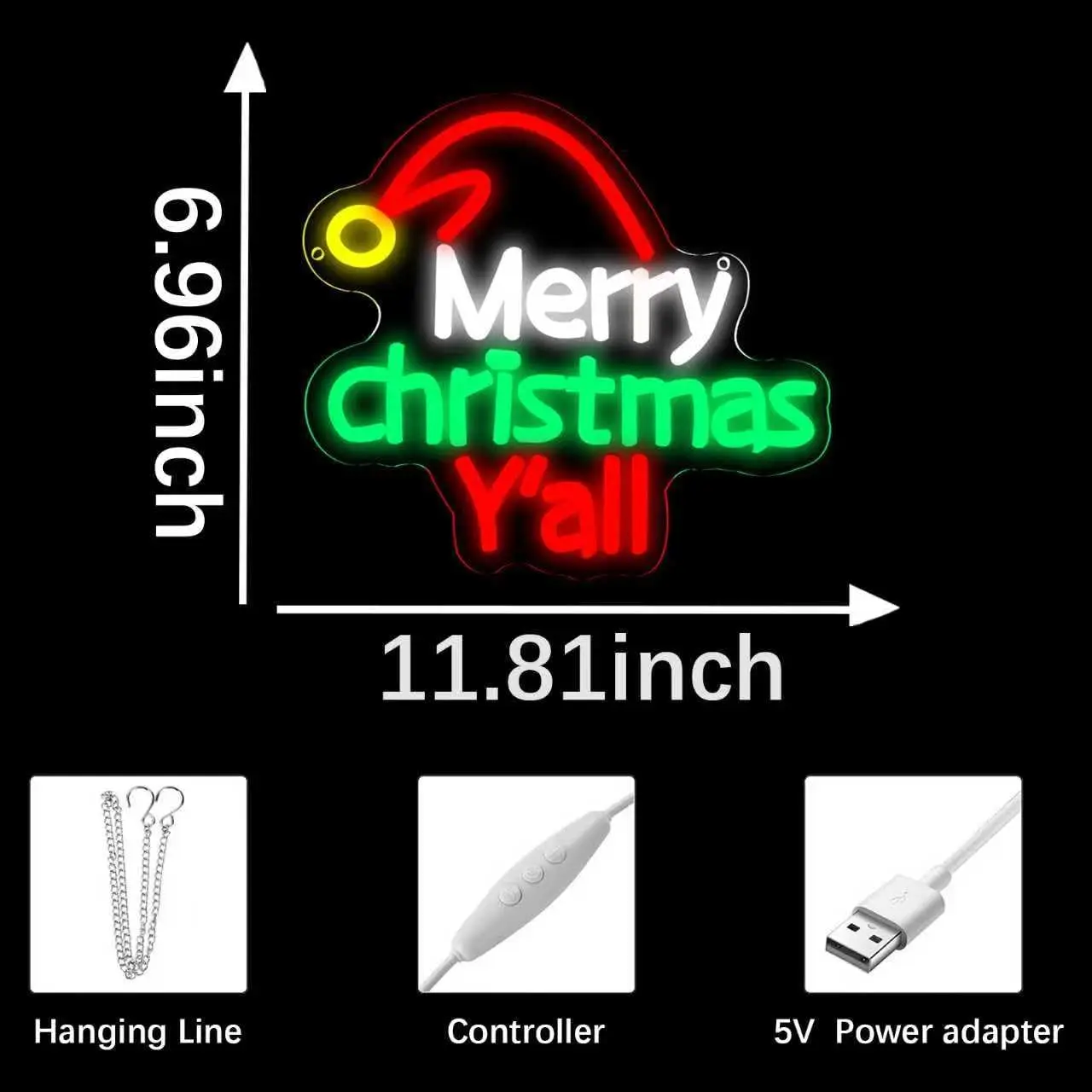 Merry Christmas LED Neon Sign USB Dimmable Neon Light Sign for Gameroom Bedroom Bar Livingroom Birthday Party Gift Wall Decor