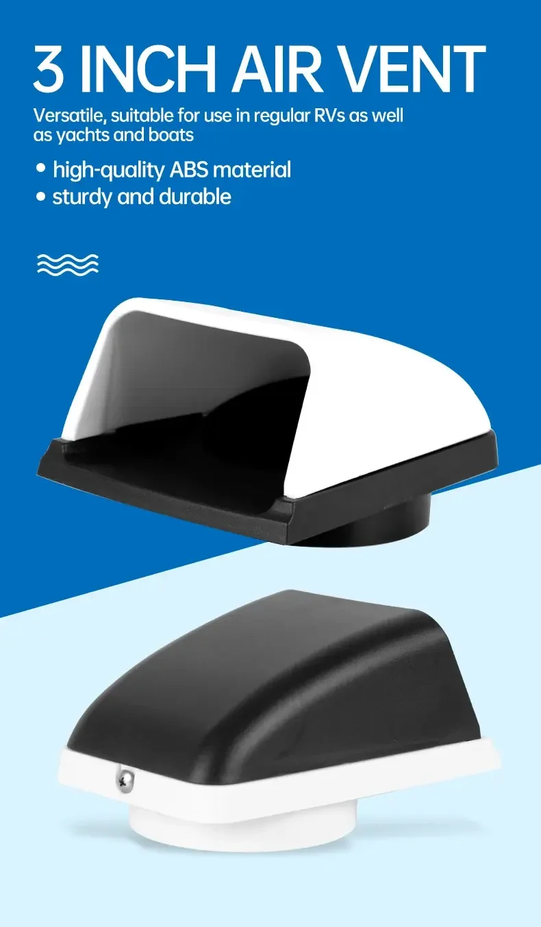 3 Inch Marine and RV Ventilation Accessories Durable ABS Plastic Exhaust Vent for Enhanced Airflow