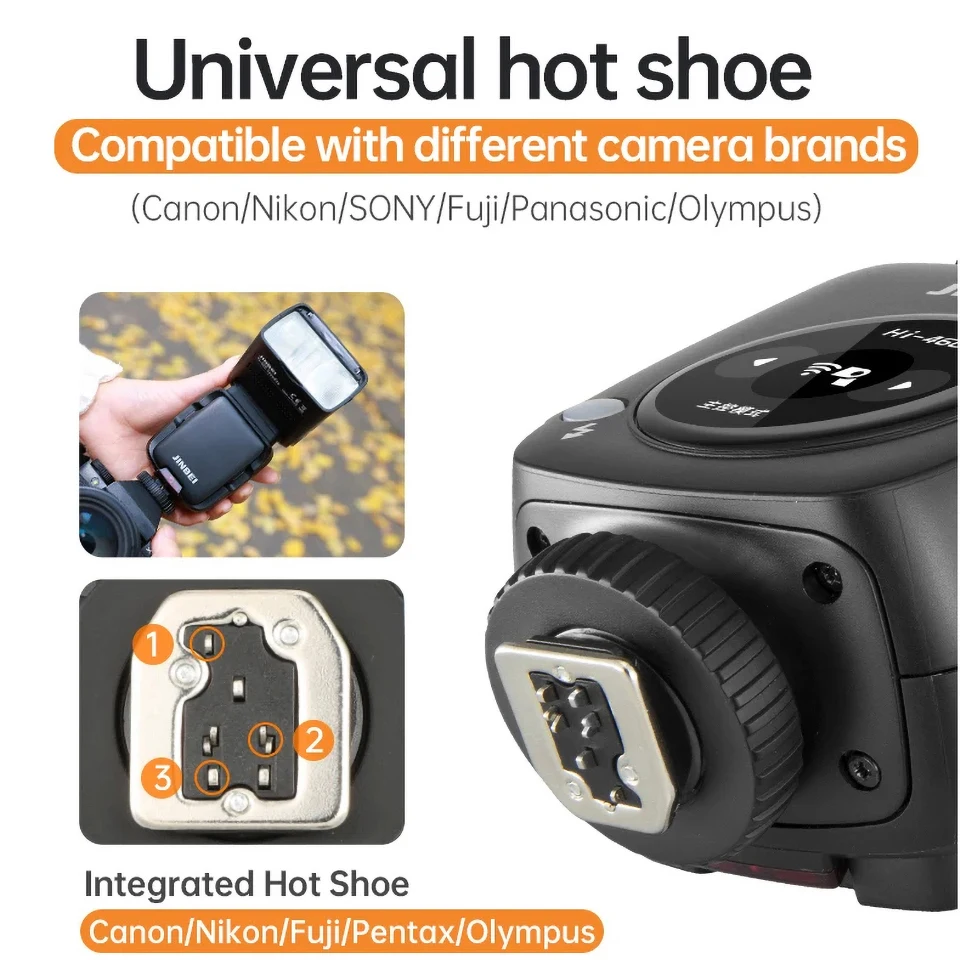 كاميرا جينبي-سبيد لايت فلاش ، متوافق مع كانون ، نيكون ، سوني فوجي باناسونيك ، لاسلكي ، TTL-1 ،