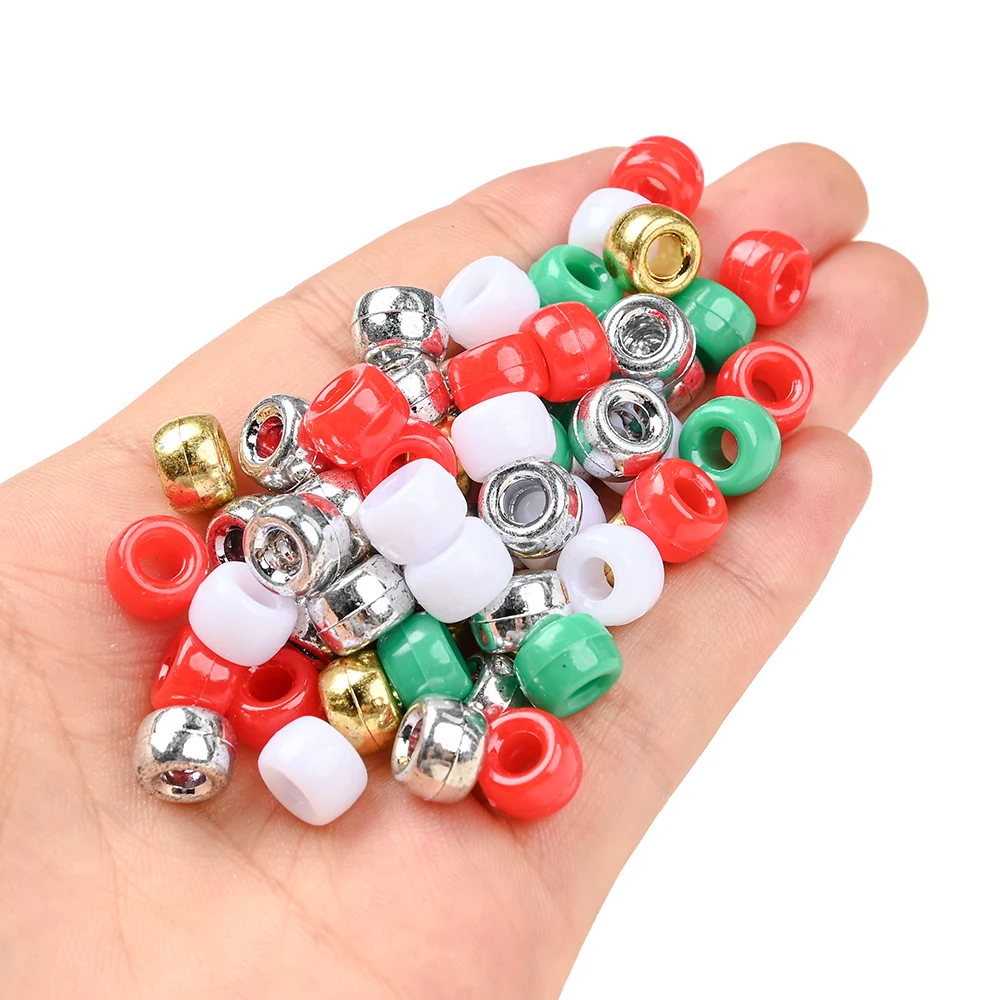 100/200/500 Stück 6x9mm Weihnachts-Acryl-Ponyperlen, gemischte lose Abstandsperlen für DIY-Bastelarbeiten und Schmuckherstellung. – Detail 2
