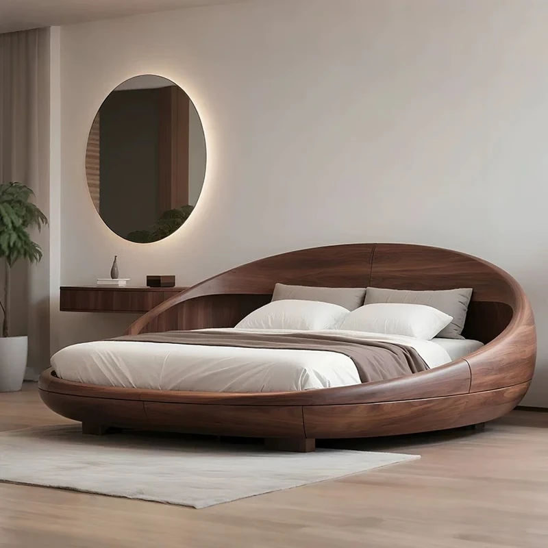 Song's Aesthetics Black Walnut Master Bedroom High-end Double Bed Modern Bedroom Hotel Homestay Furniture Light Luxury