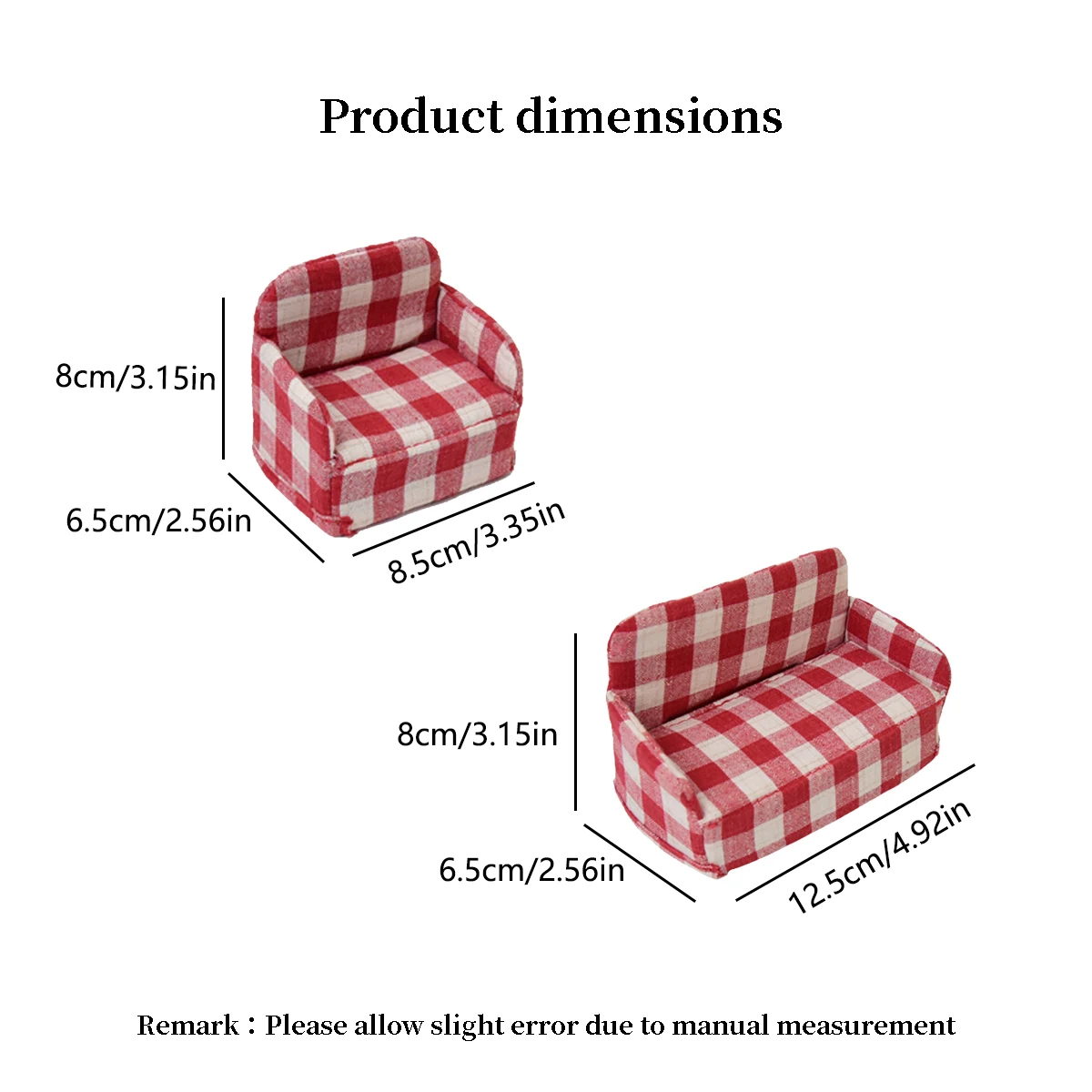 1:12 أثاث صناعي مصغر قماش أحمر منقوش أريكة واحدة ومزدوجة قابلة للطي مناسبة لـ Bjd Ob11 أثاث منزلي للمنزل