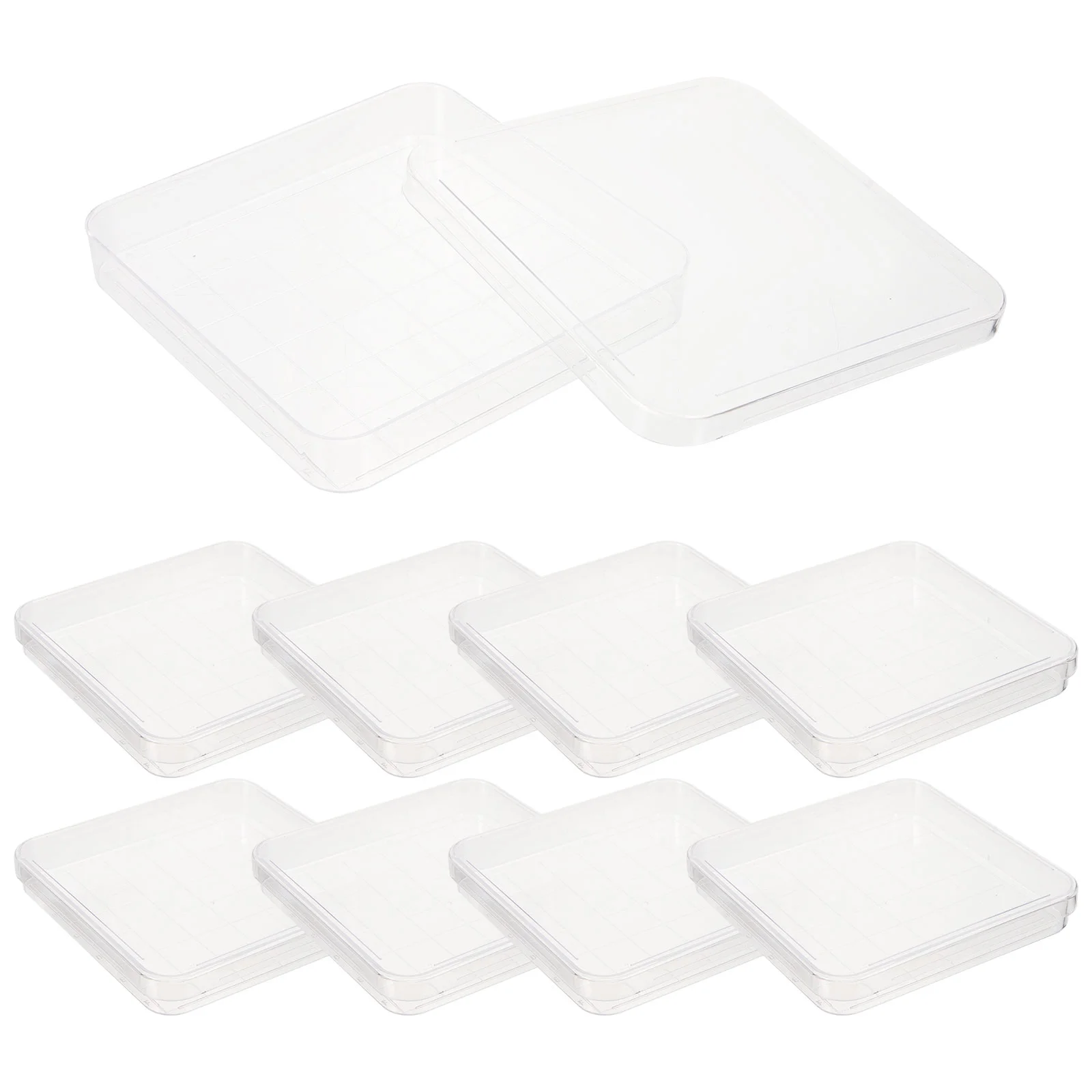 10 Pcs Square Petri Dish Culture Laboratory Plastic Dishes with Lid Disposable Transparent Clear for School Lids