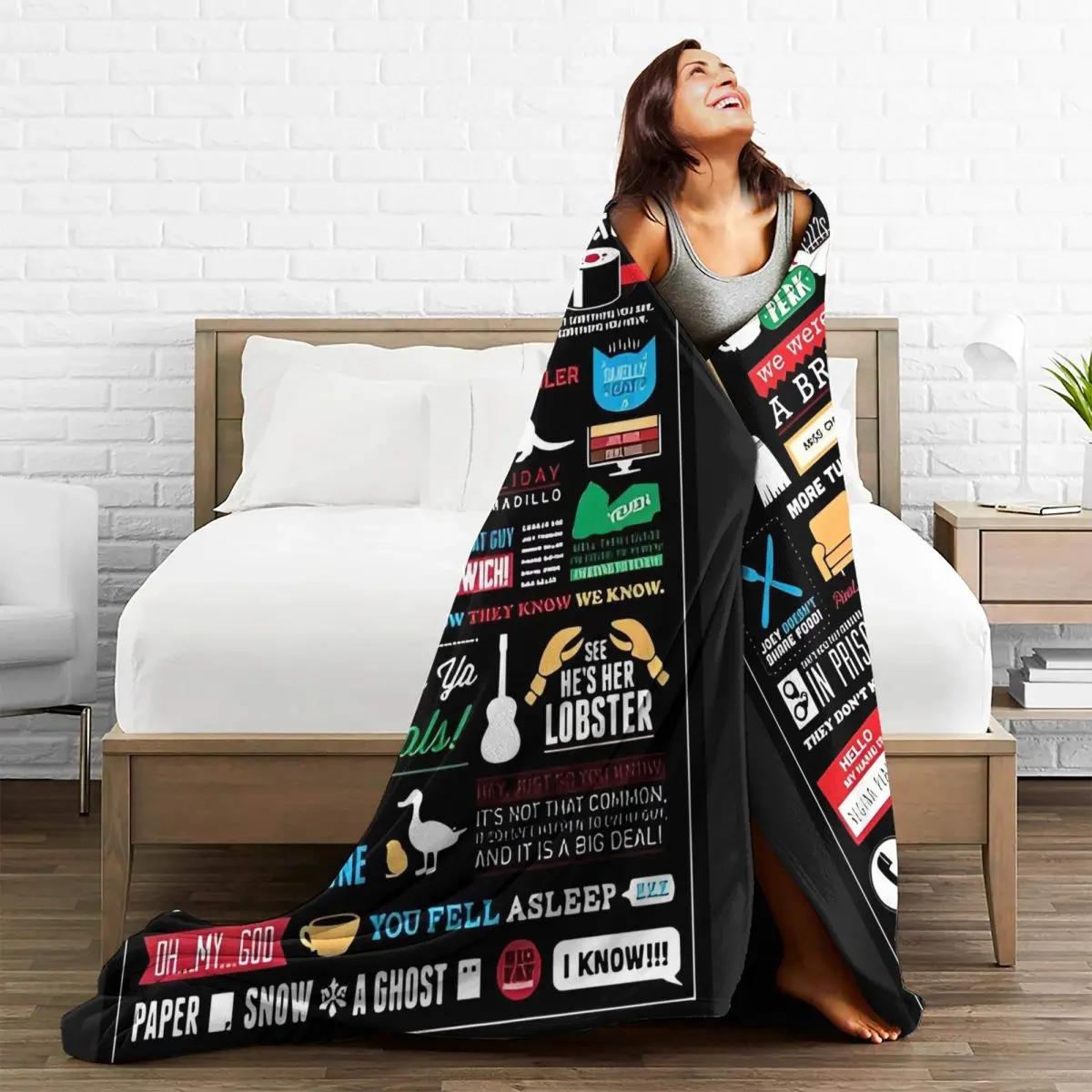 Friends TV Show Series Blanket Quality Soft Warm Cartoon Central Perk Throw Blanket Spring Travel Living Room Funny Bedspread