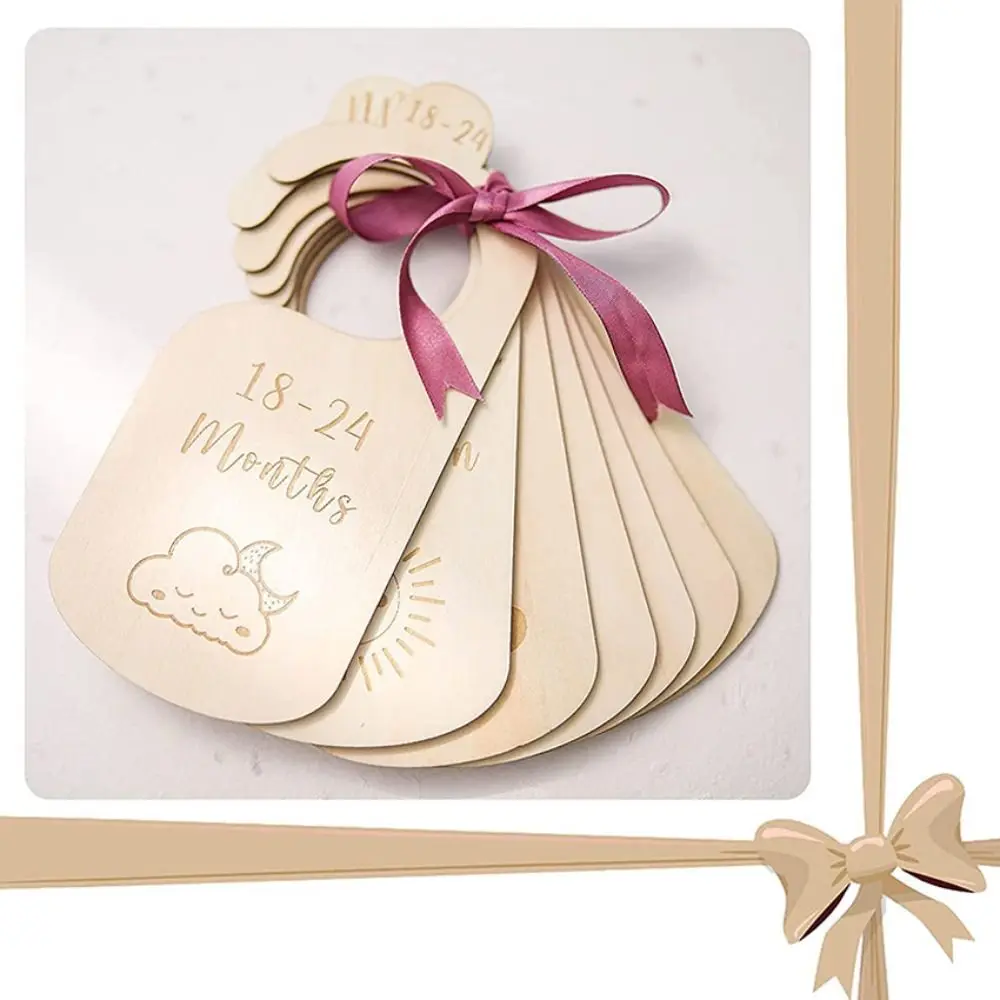 

7/8Pcs Wood Baby Closet Divider Label Assortment Cartoon Infant Wardrobe Divider Hangers Adorable Nursery Clothes Organizers