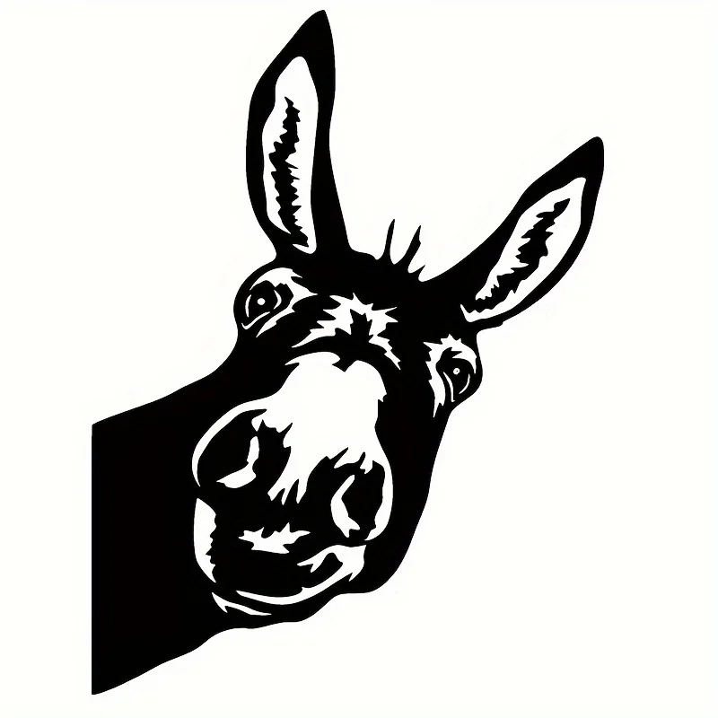 

Funny Peeking Donkey Vinyl Decal, Black & White Weather-Resistant Sticker for Car Windows, Bumpers & Laptops