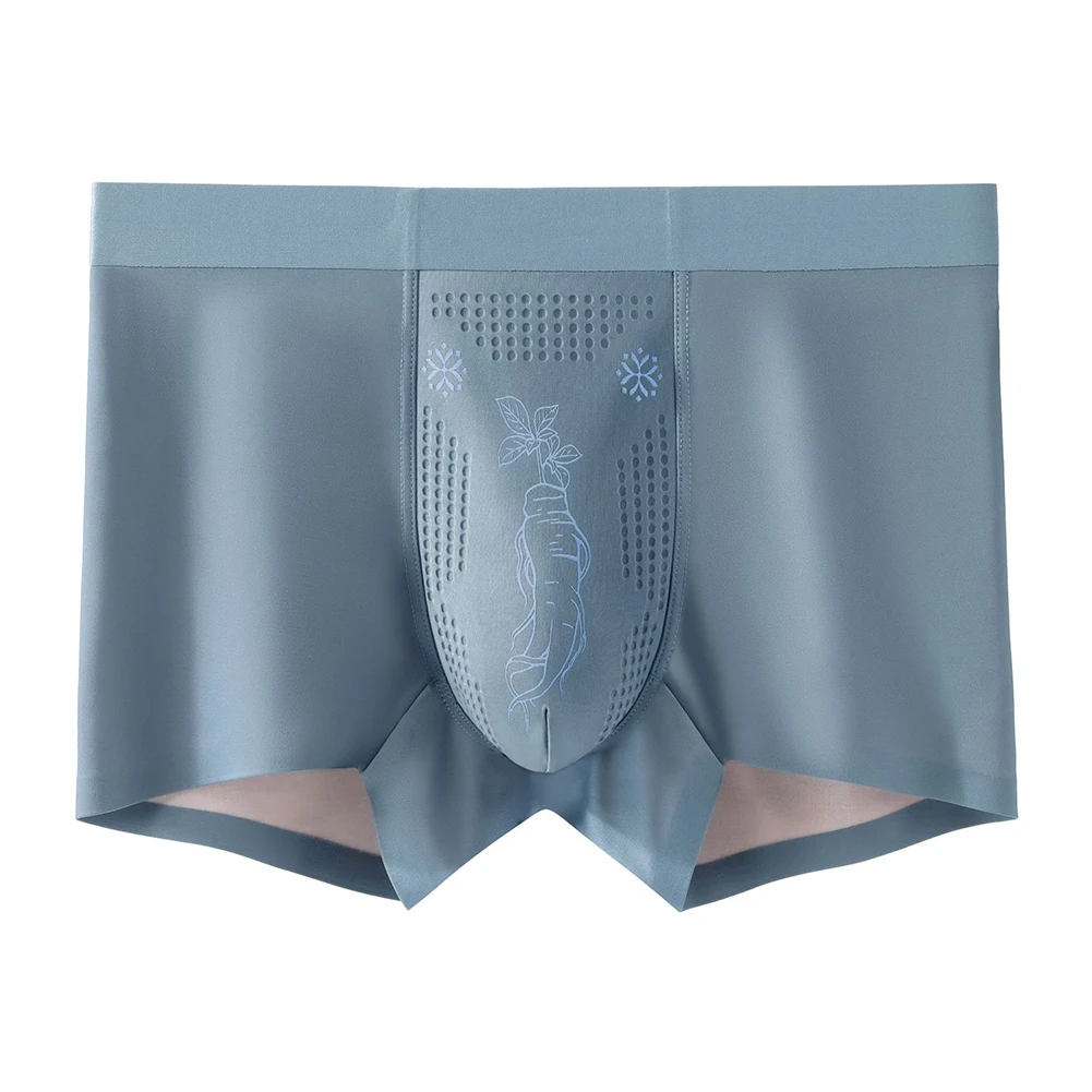 

Men Seamless Trunks Ice Silk Underwear For Man Print Bikini Sissy Bulge Pouch Breathable Boxer Shorts Quick Dry Men's Underpants