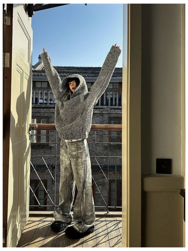 Y2k-Sudadera con capucha Vintage americana para mujer, ropa de calle de manga larga, sudadera informal de Color puro, estilo Retro Punk, moda de otoño 2025