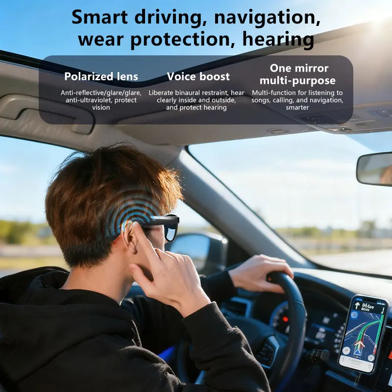 OnePlus Smart Bluetooth Glasses Fashionable Sunglasses with Blue Light Protection Air Conduction for Calls Music Touch Controls