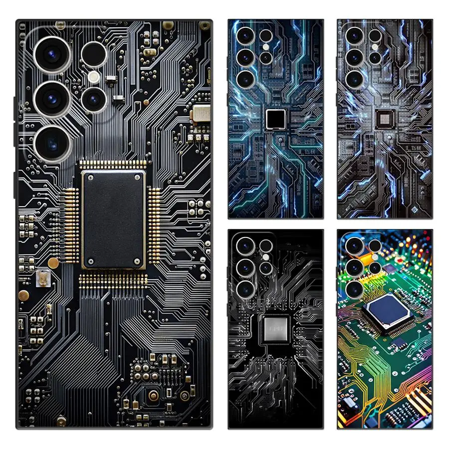 Case for Samsung Galaxy S26 S20 S10 S9 S25 Ultra S21 FE S24 Plus S23 Note 20 Ultra 8 9 10 Funda Phone Cover Retro Circuit Board view 5