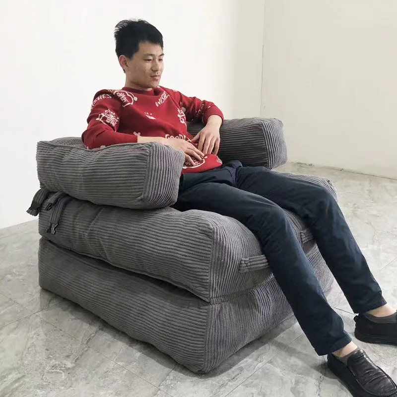 Compressed Lazy Single Sofa Bed Illed Crushed Sponge Lazy Sofa Adults Foldable Sleepable Bedroom Bean Bag Sofas Living Room