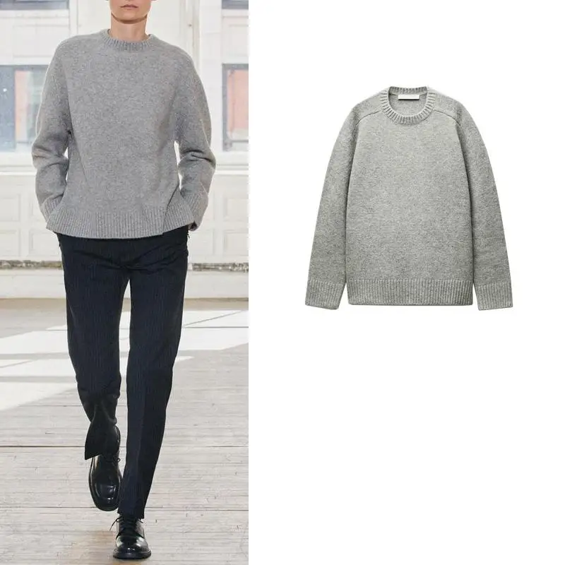 

Soft Quali round Ne Long Sve Flat Needle Knitted Sweater New Autumn Winter Women's Faion Versatile ZA 242258