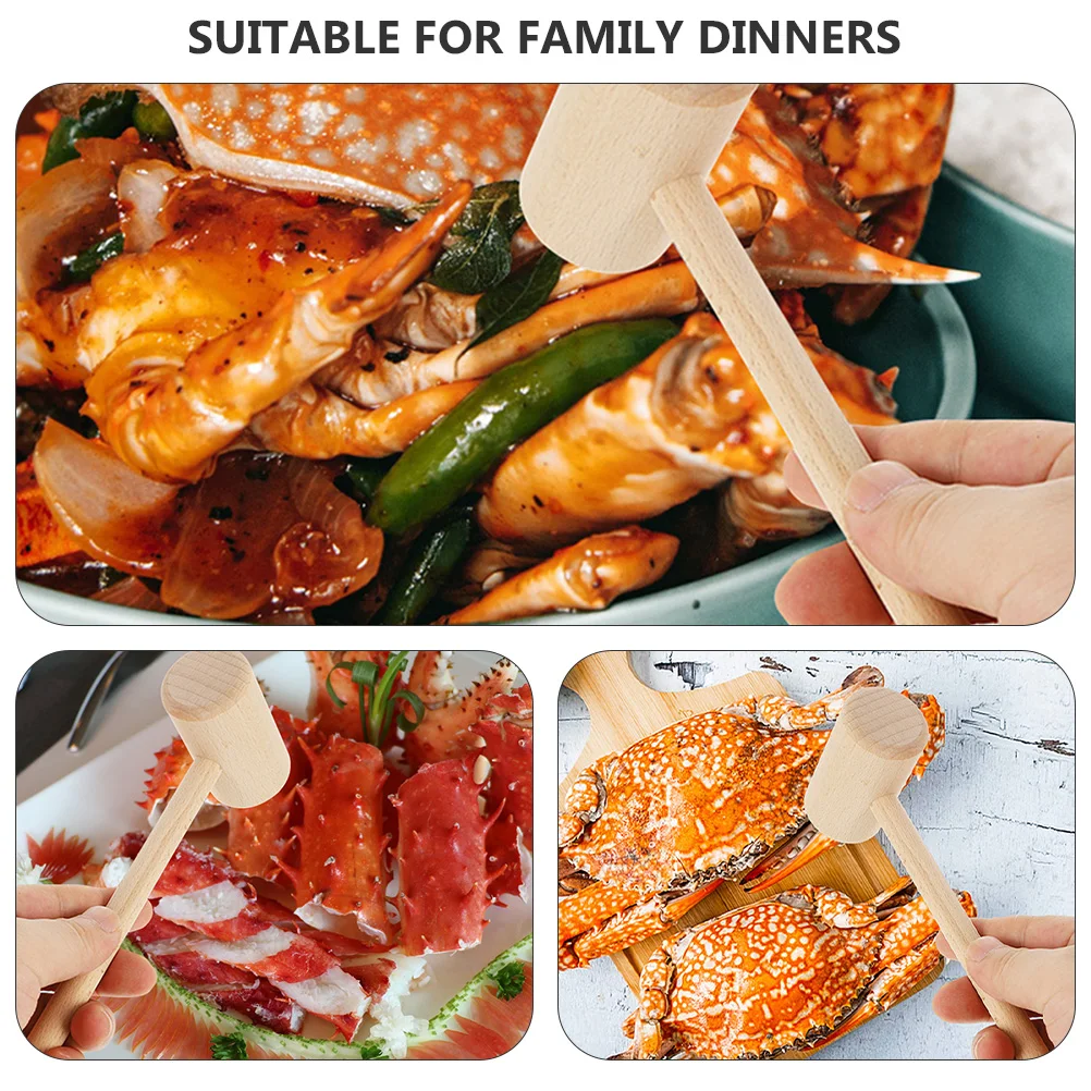 

15 Pcs Small Hammer Seafood Tool Wooden Mini Crab Lobster Hammers Eating Mallet Tools Child