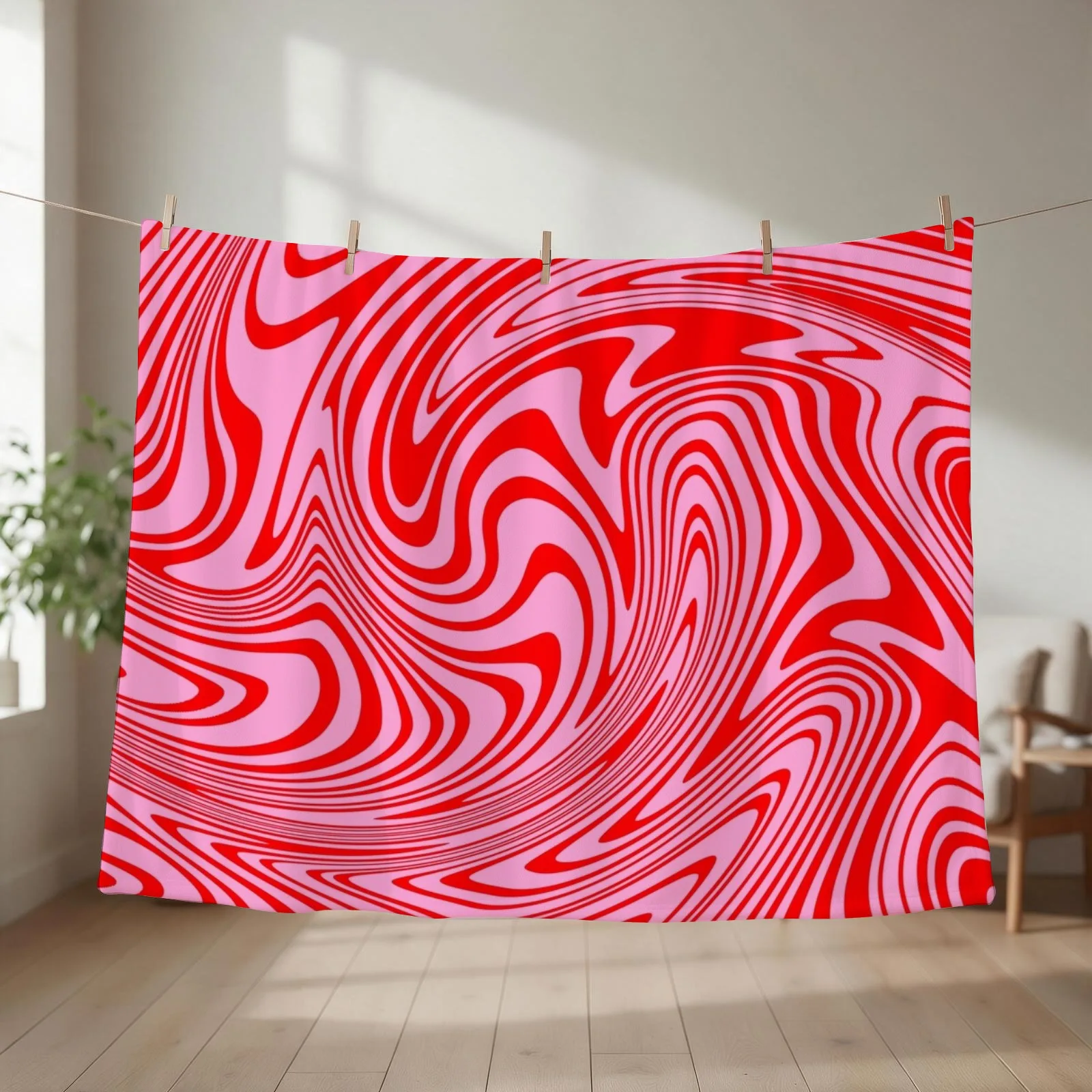 Retro Swirl Pink Groovy Abstract Pattern Throw Blanket Baby funny gift Plaid Bed linens Blankets