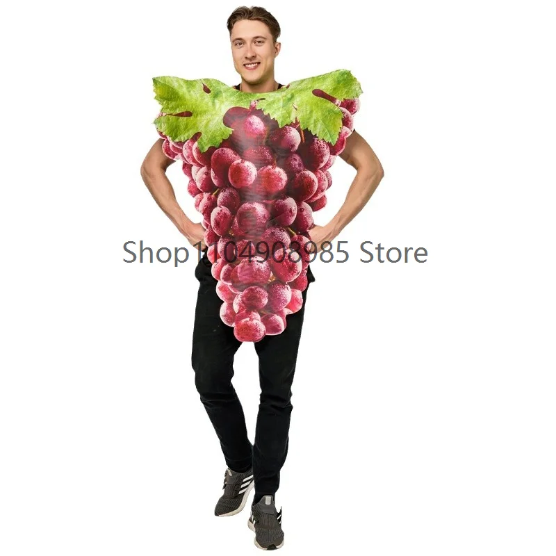

UX1 Funny Couple Model Grape Jumpsuit Halloween Spoof Fruit Performance Costume Stage Play Party Festival Play Costume
