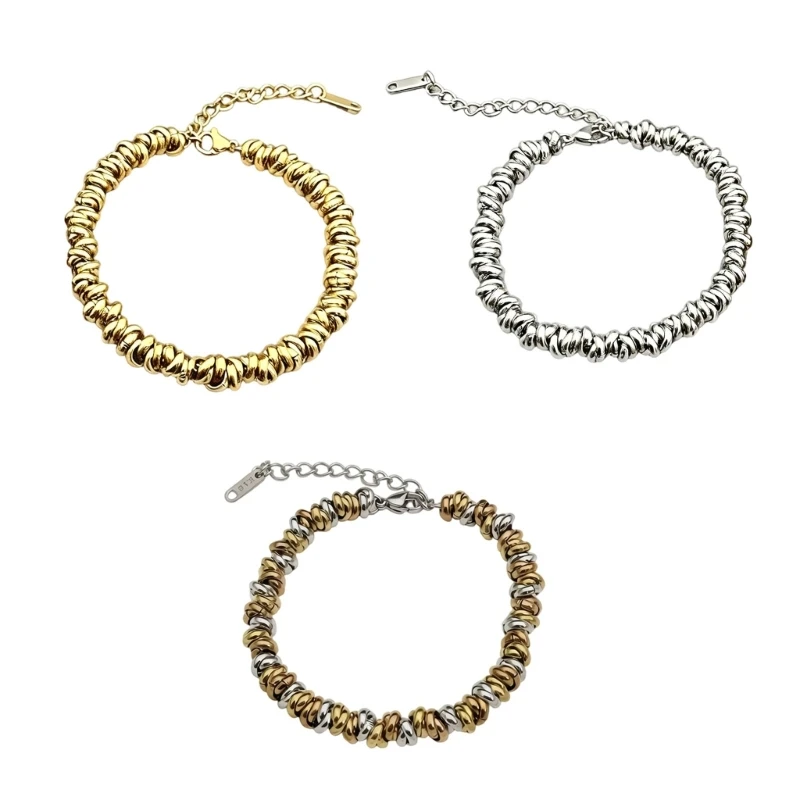 U4LF Casual Wear Steel Bracelet with Bead Chain Texture and Extender