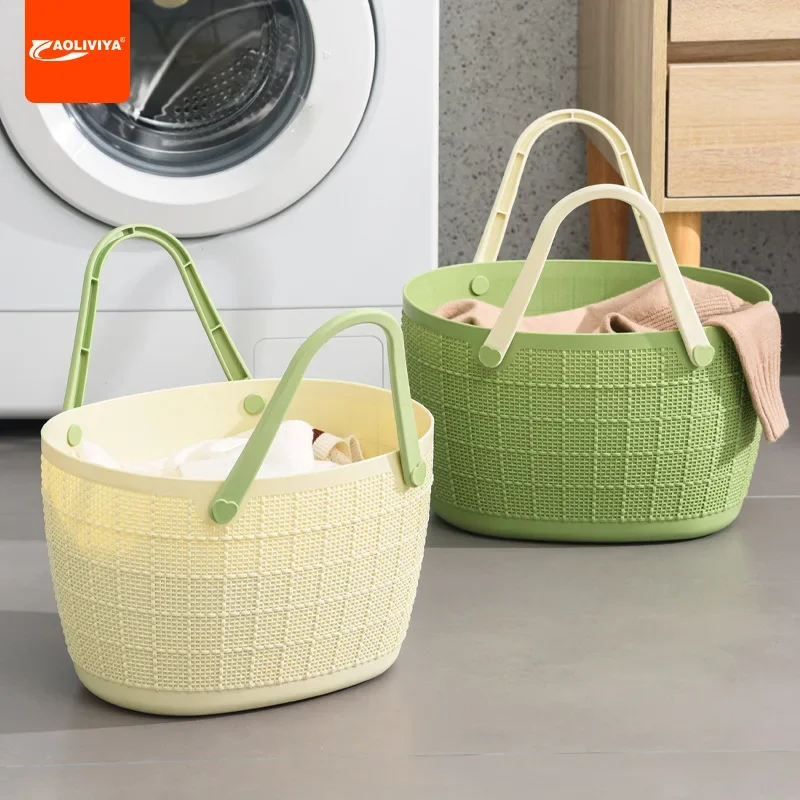 Aoliviya Bathroom Laundry Basket Portable Vegetable Basket Supermarket Shopping Dirty Clothes Storage Basket Soft Laundry