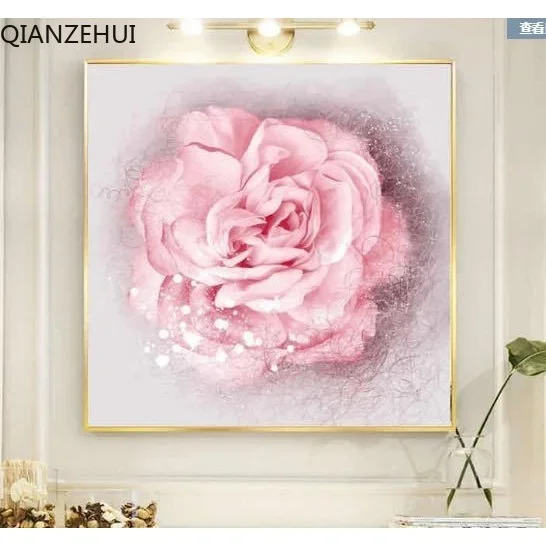 

DIY full Diamond Embroidery,Round Diamond Pink Rose bedroom Living room decoration rhinestone beads Diamond painting