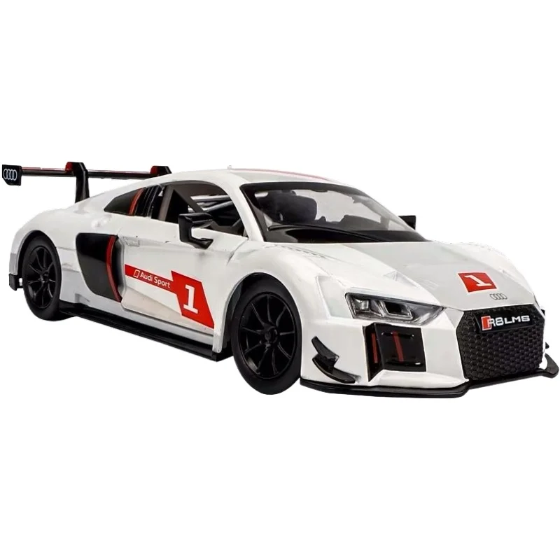 1:24 AUDI R8 LMS Supercar Liga Die Cast Toy Car Modelo Som e Luz Brinquedo Infantil Colecionável Presente de Aniversário