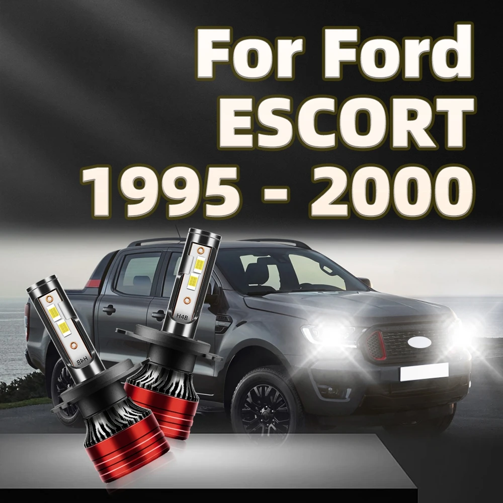 2Pcs LED 6000K White Headlight Car Lamp 30000LM Clear Light Bulbs For Ford ESCORT 1995 1996 1997 1998 1999 2000