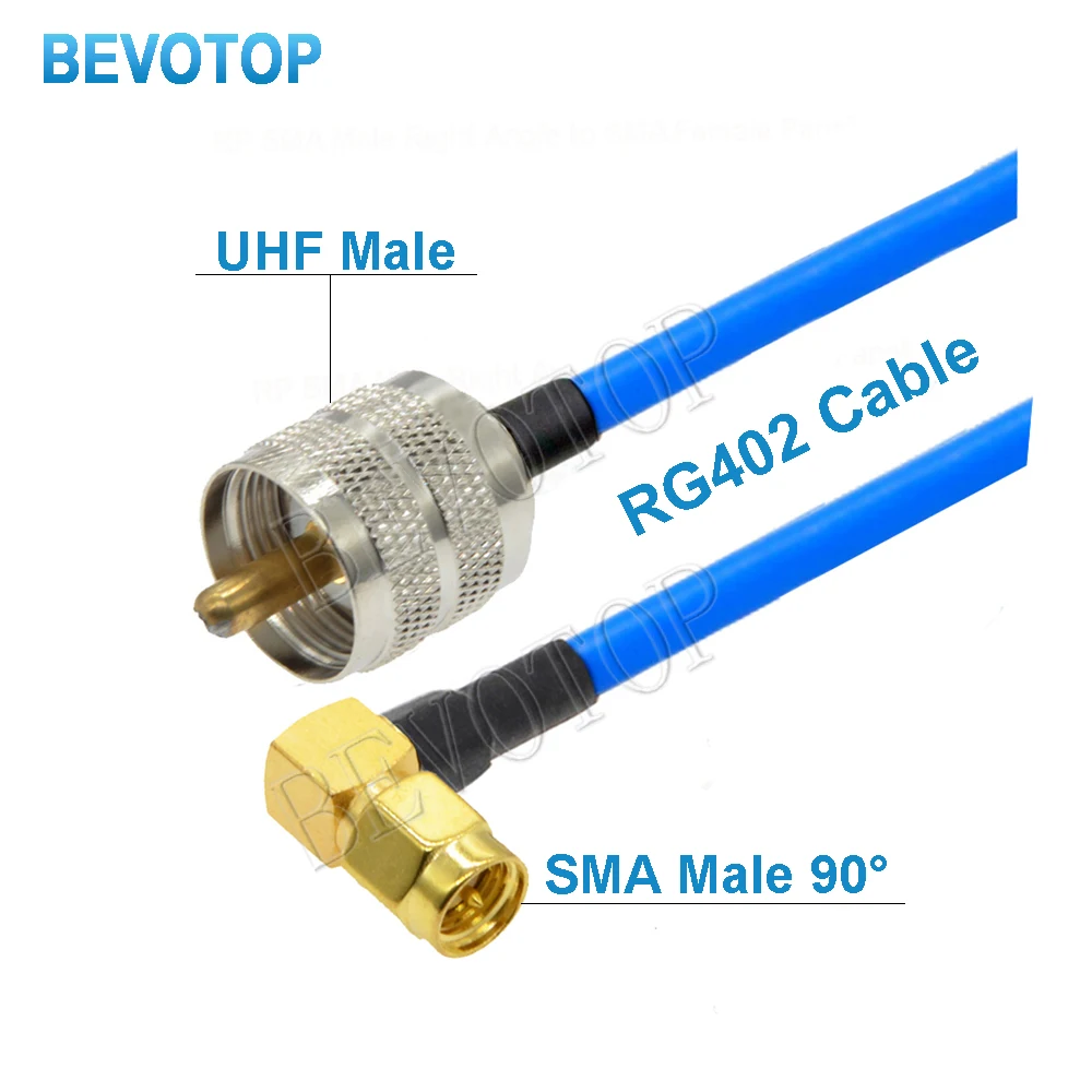 PL259 UHF Male to SMA Male 90° Connector Adapter RG402 Cable Semi-Flexible Cable 50 Ohm RF Coaxial Pigtail Extension Cord Jumpe