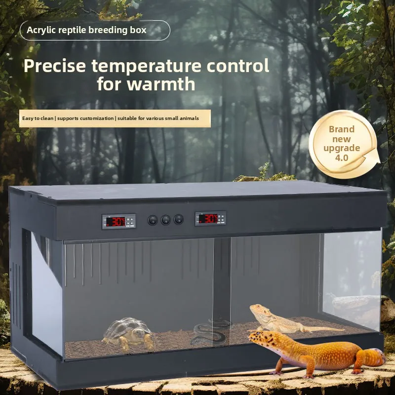 PVC Reptile Enclosure, Full View Constant Temperature Breeding Tank for Lizard Tortoise Spider Snake Hedgehog Gecko