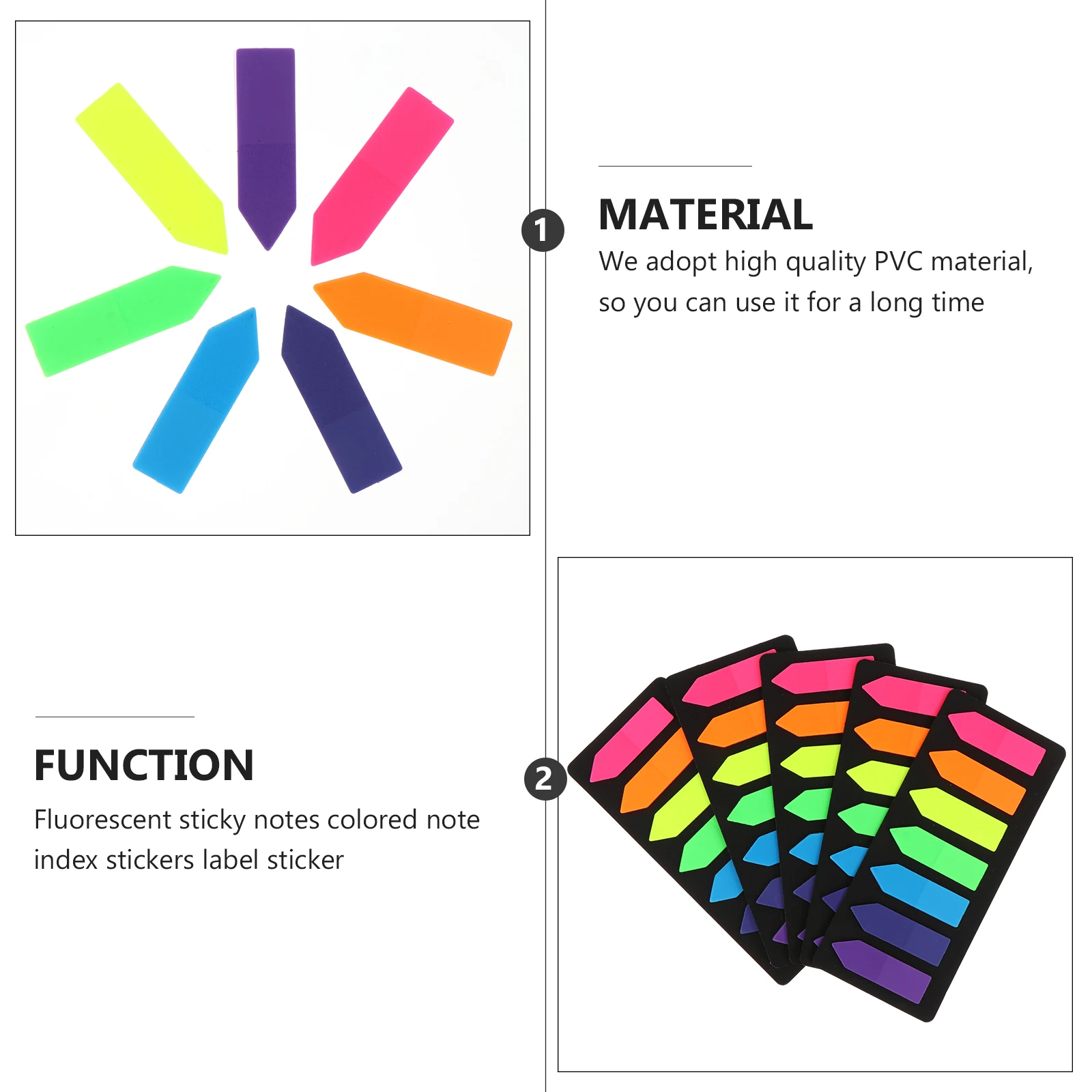 

5 Sets Fashion Fluorescent Stickers Adhesive Pvc Colored Index Tab