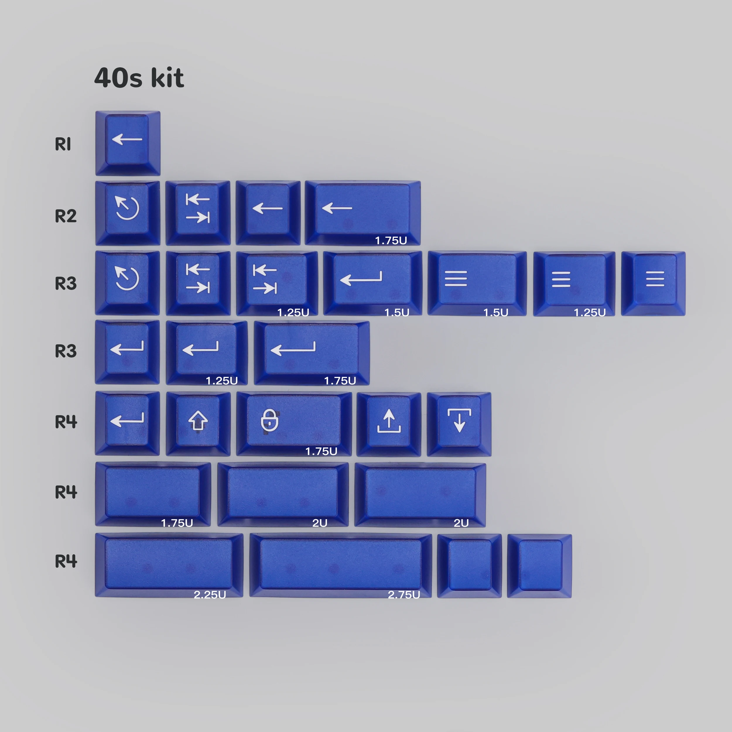 [Child kits] PBTfans Klein Blue R2 Cherry Profile MX-style Keycaps KBDfans