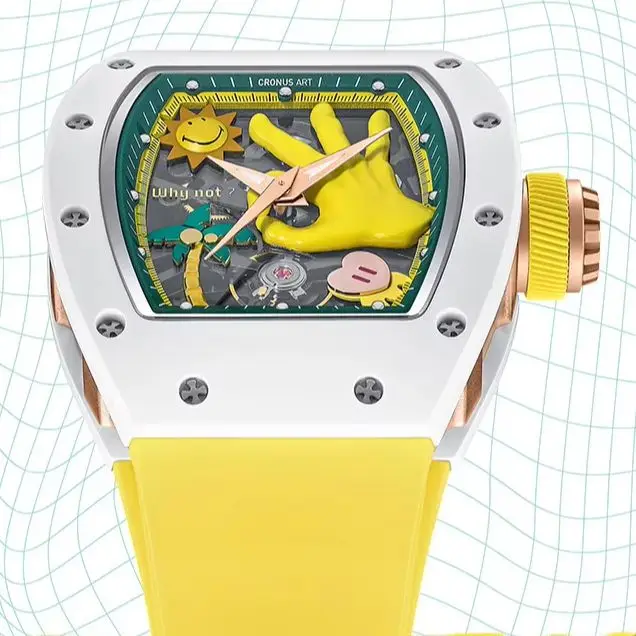 ساعة كرونوسارت أوتوماتيكية للرجال 50 ملم ساعة يد ميكانيكية تونيو علبة سيراميك مينا ميكرو سكولتور (SN1089)