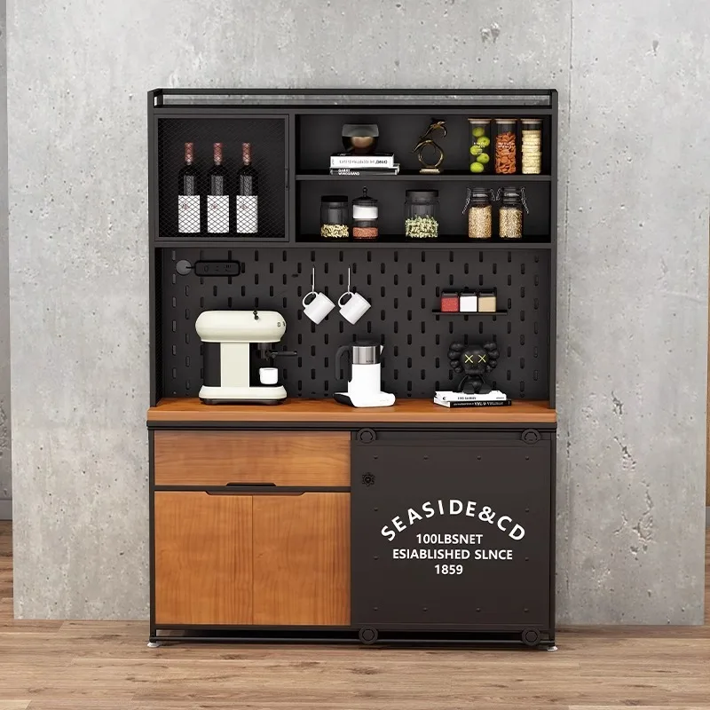 

Wrought iron tea cabinet, living room storage cabinet, locker, locker, industrial style dining side integrated against the wall