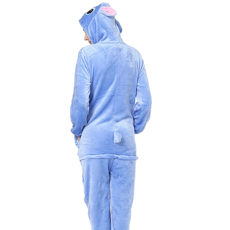 Adult Stitch Cosplay Costume Stitch Lilo Costume Jumpsuit Pajamas Hooded Sleepwear Kigurumi Onesies Costumes for Men Women