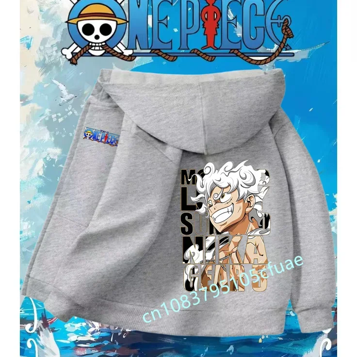 Een Stuk Luffy Gear 5 Jongen Rits Hoodie Cartoon Japan Stijl Anime Meisje Sweatshirt + Broek 2025, Nieuwe Mode Kinderen jassen Jas