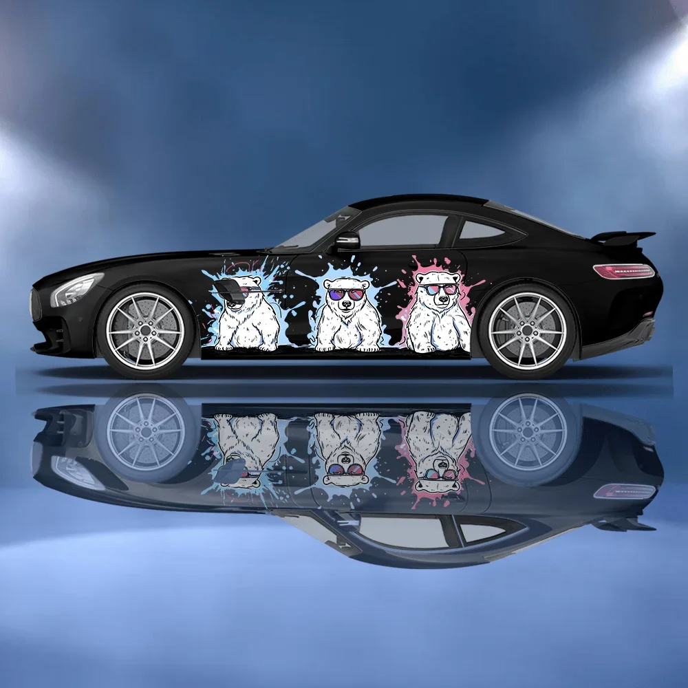 

Polar Bear Wear Sunglasses Car Vinyl Wraps Decal Self-adhesive Anti Scratch Sticker Suitable for SUV Decor Auto Accessories Gift