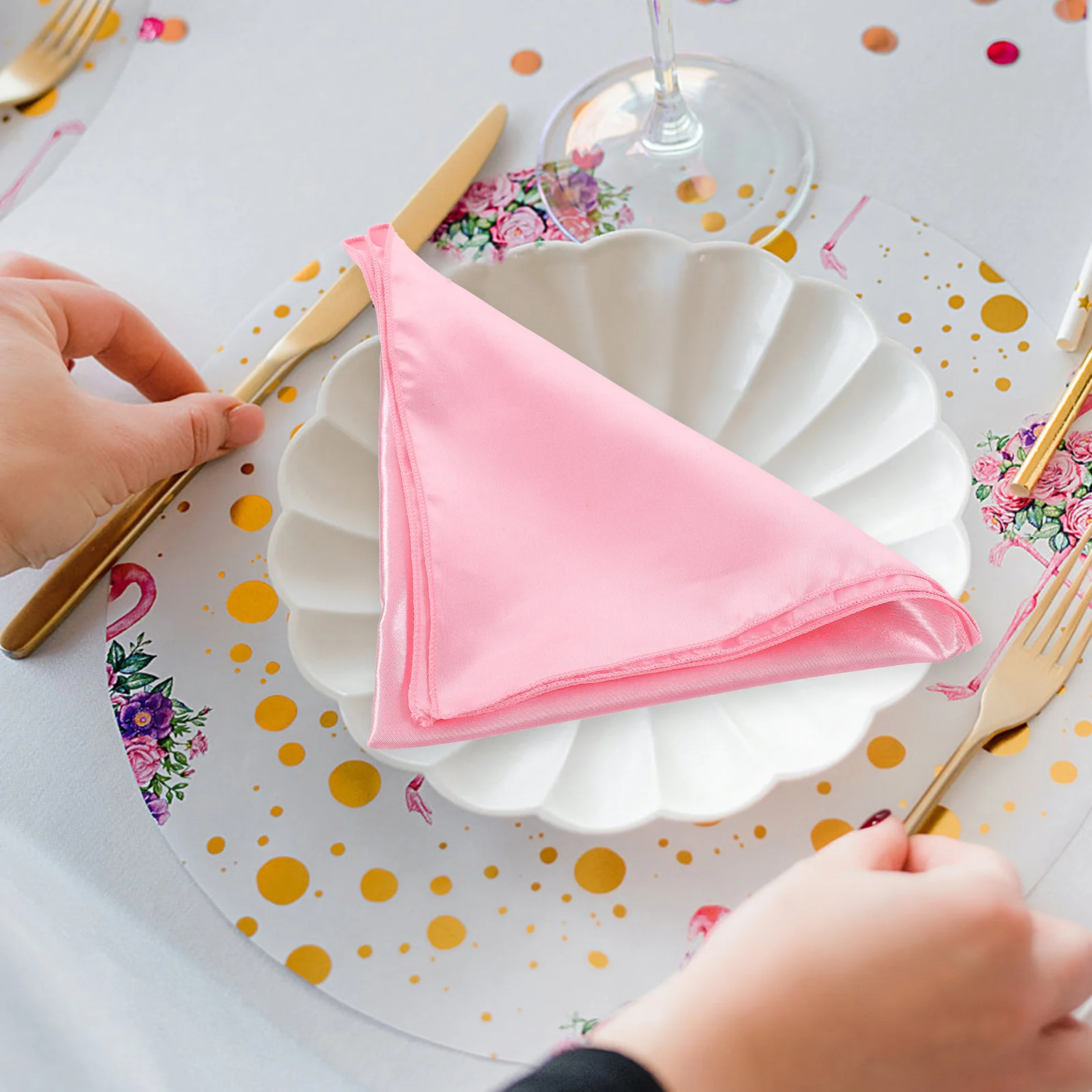 

8pcs Dinner Napkins Cloth 43x43cm Pink Restaurant Towel Table Dinner Napkins Banquet Fabric Napkin Reusable Washable Table