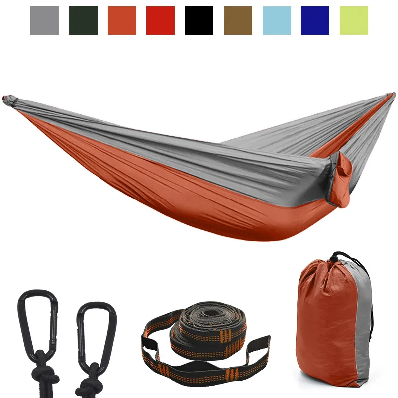 Portable Camping Hammock, Single or Double Hammock, Camping Accessories, Outdoor, Indoor with Tree Straps