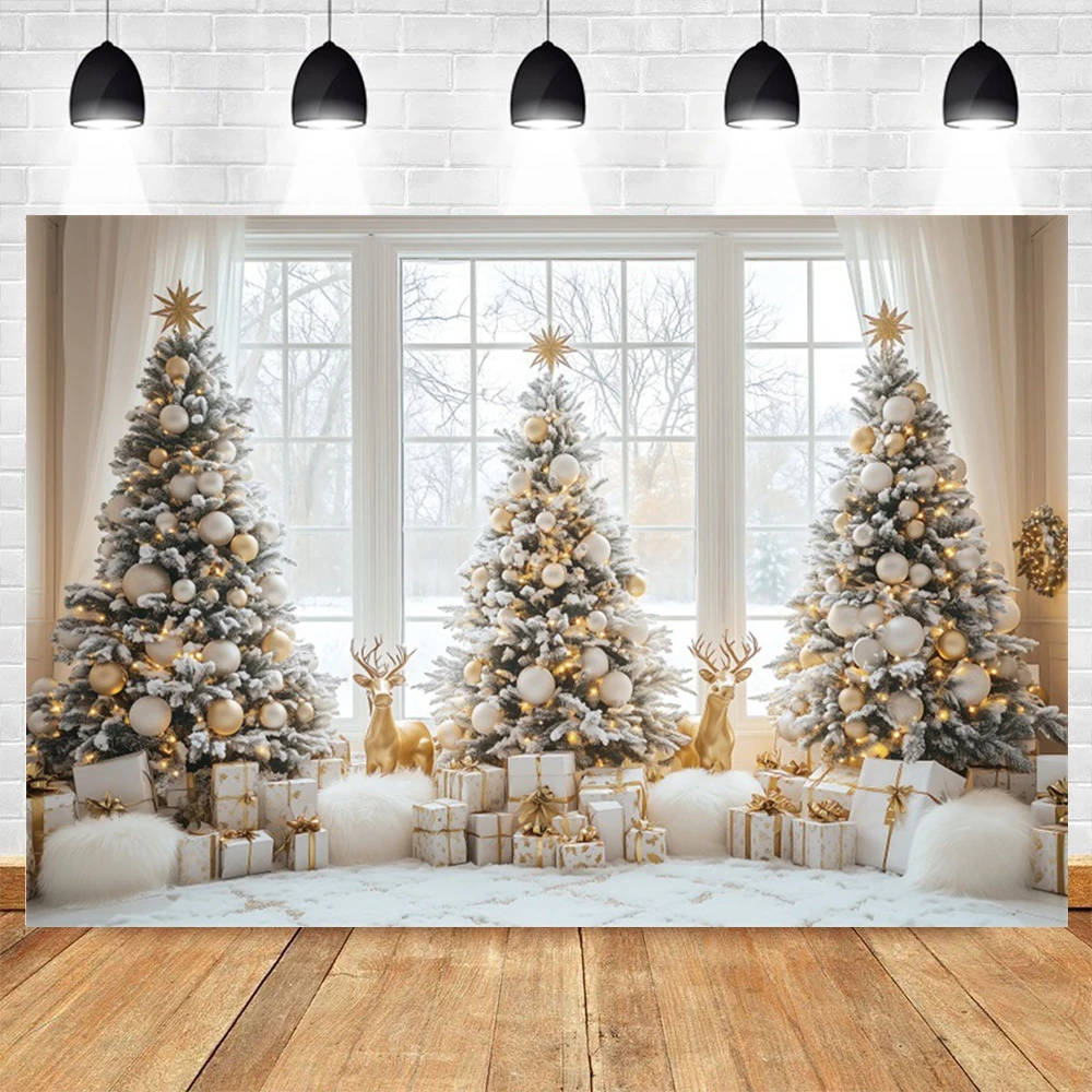 شجرة عيد الميلاد حفلة خلفية الموقد نافذة الشتاء جورب الهدايا الأسرة صورة التصوير خلفية ديكور لاستوديو الصور